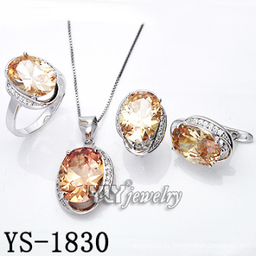 Micro Pave Orange CZ Joyería de Plata Set (YS-1830)